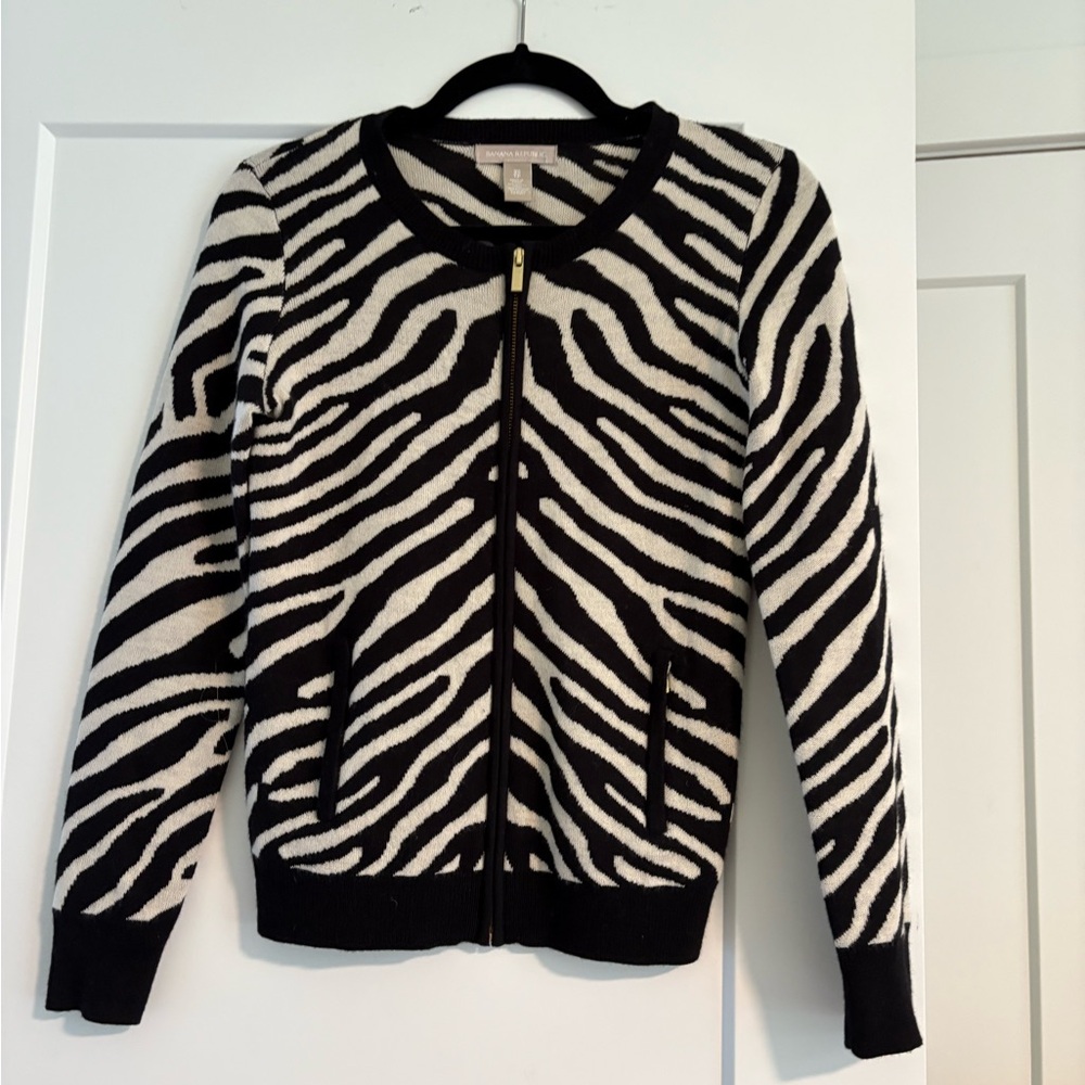 Banana Republic Black and White Striped Sweater
